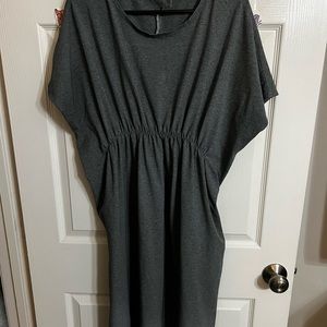 Dark gray midi dress, super comfy, good shape.